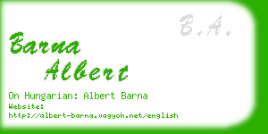 barna albert business card